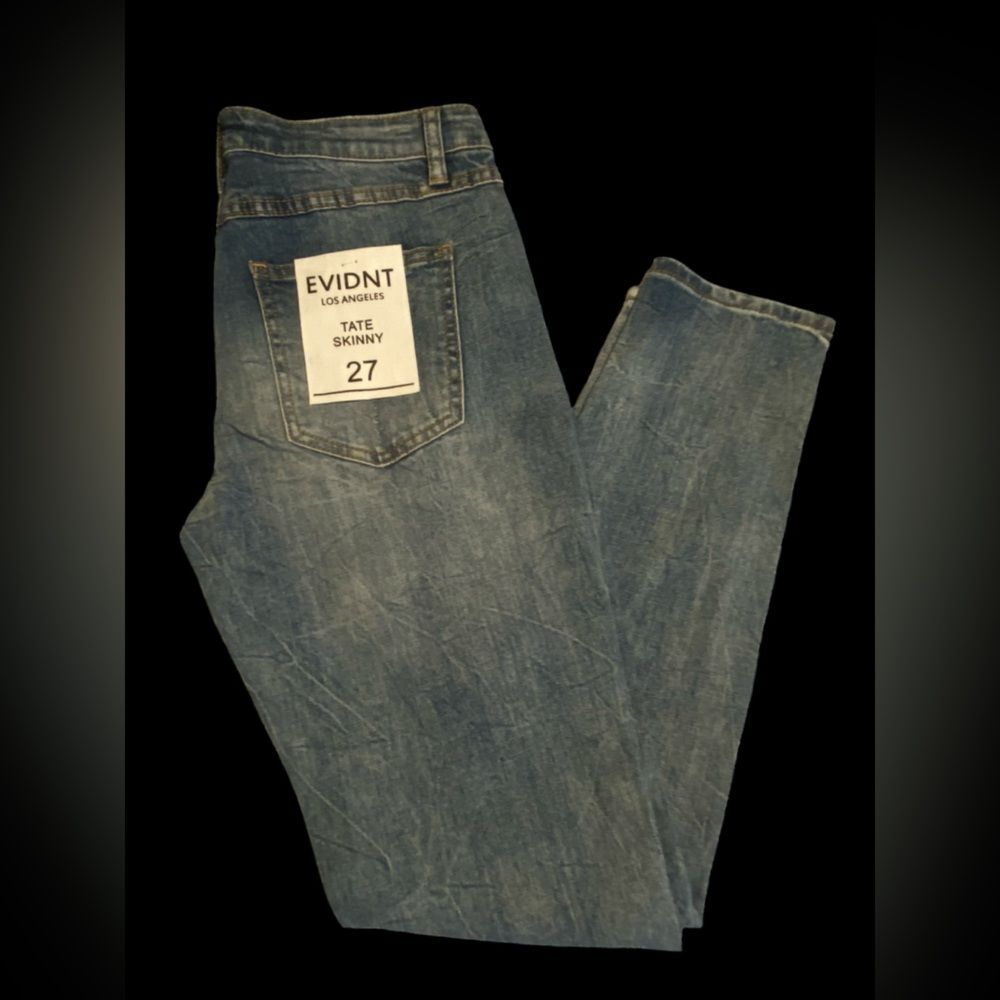 Anthropologie Evidnt Tate Skinny distressed mid rise jeans side slit size 27 NWT - Picture 3 of 10